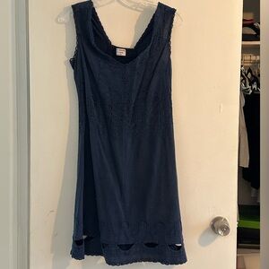 Cotton natural Navy linen sundress size S